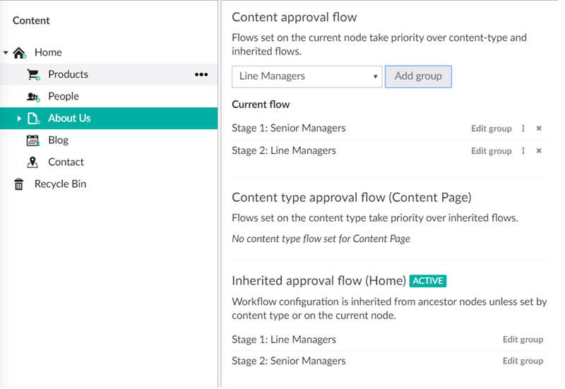 Content approval flow screen capture