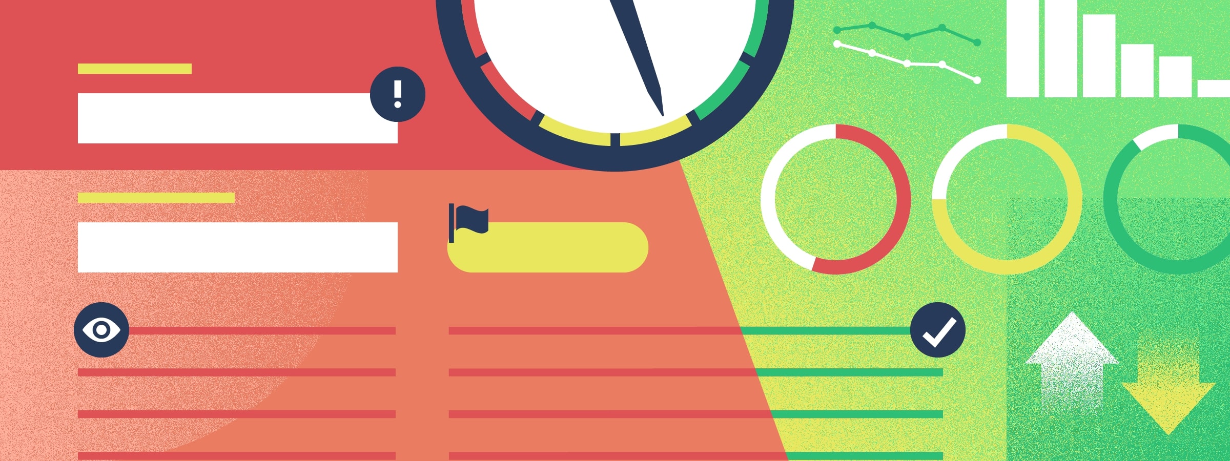 Stylized representation of dashboard iconography